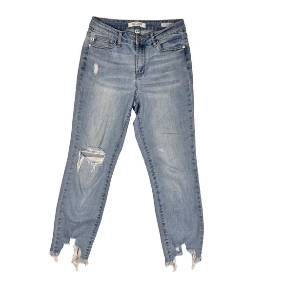 Judy Blue Denim - Judy Blue Jeans Women 3 / 26 Junior Boyfriend Fit Mid Rise Distressed Raw Hem